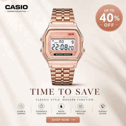 Casio Classic Retro Style in Rose Gold
